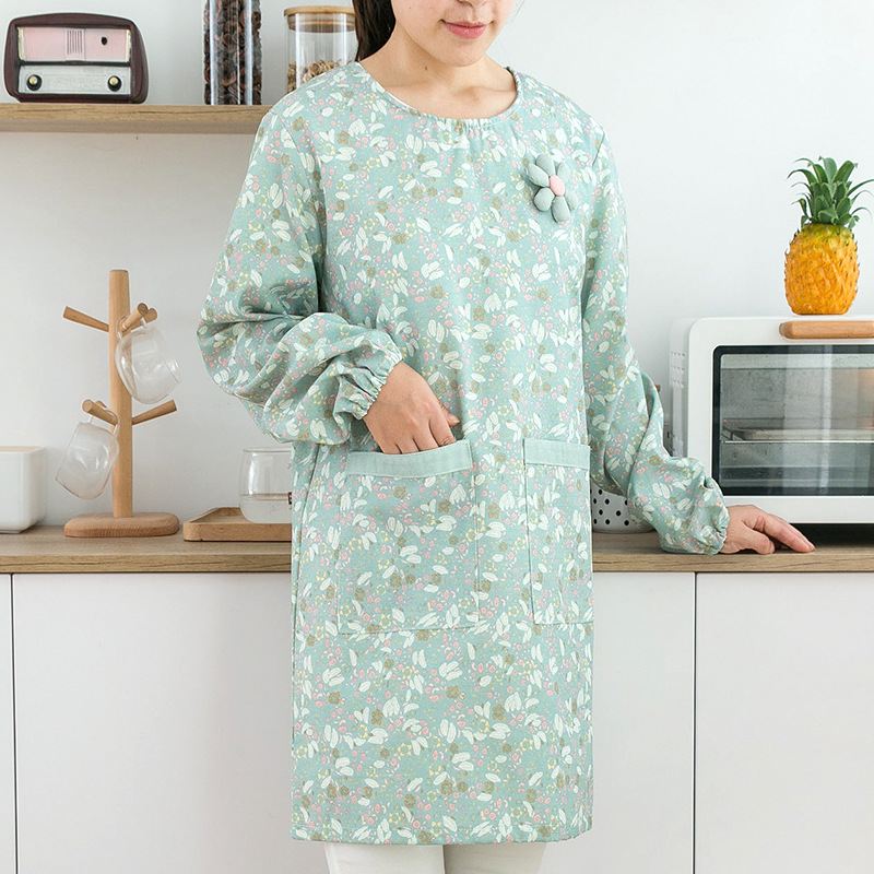 Women Kitchen Accessories - Apron Wanita Berlengan Panjang Bahan Katun