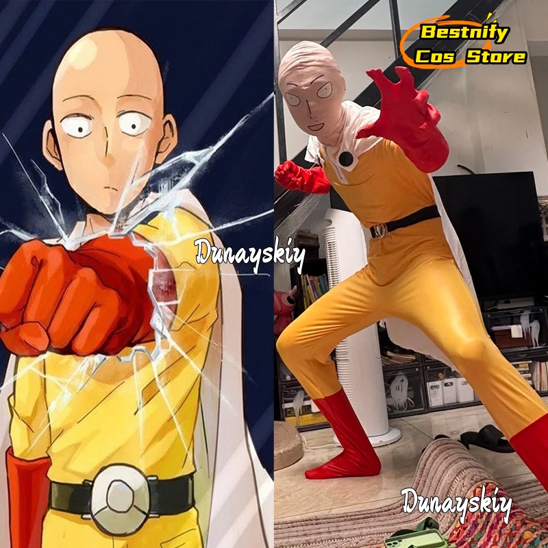 Women'S Red Accessories - Kostum Jumpsuit Cosplay Saitama MAN {Bestnify