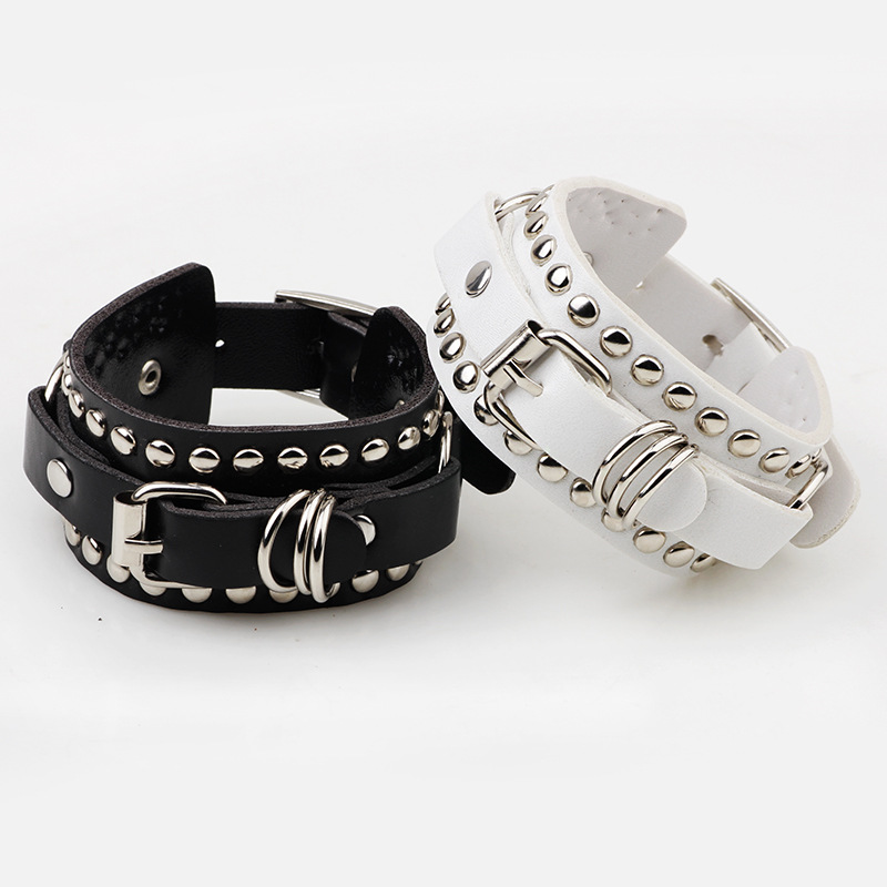 Goth hitam gelang kulit gelang - Women'S Emo Accessories ulasan dan harga